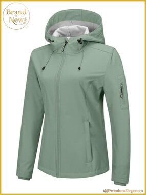 Womens Softshell Jacket Fleece Lined Waterproof Windproof Hooded Rain Coat